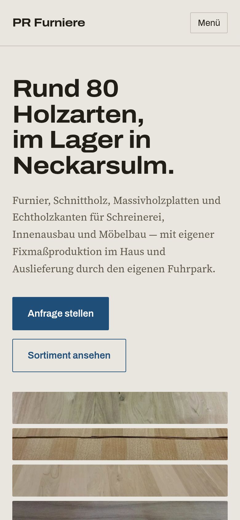 PR Furniere auf dem Handy