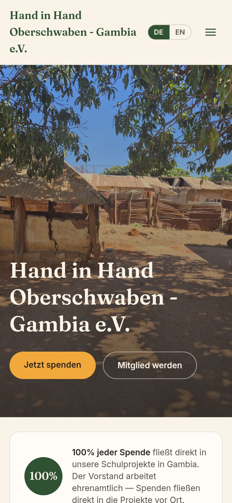 Vereinswebsite auf dem Handy
